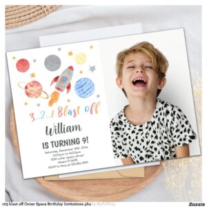 123 blast off Outer Space Birthday Invitations pho