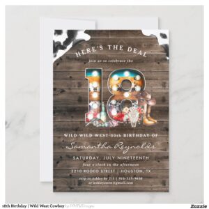 18th Birthday Wild West Cowboy Invitation