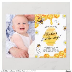 1st_birthday_bee_honey_girl_first_photo_invitation-r97e7f4b8ef3b4a068c11c0603d97fe2a_tcv4q_2154 1st Birthday Bee Honey Girl First Photo Invitation