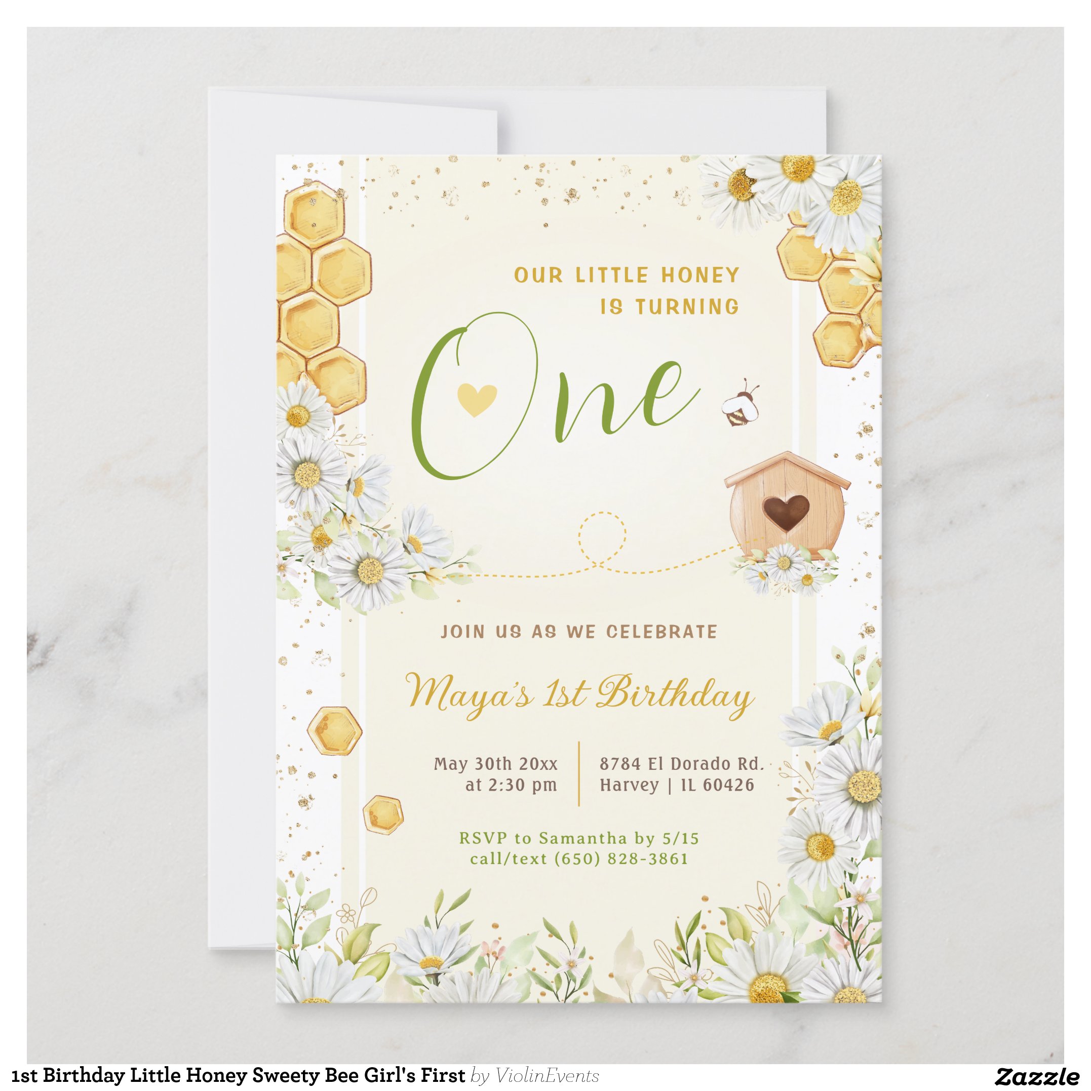 1st Birthday Little Honey Sweety Bee Girl's First Invitation