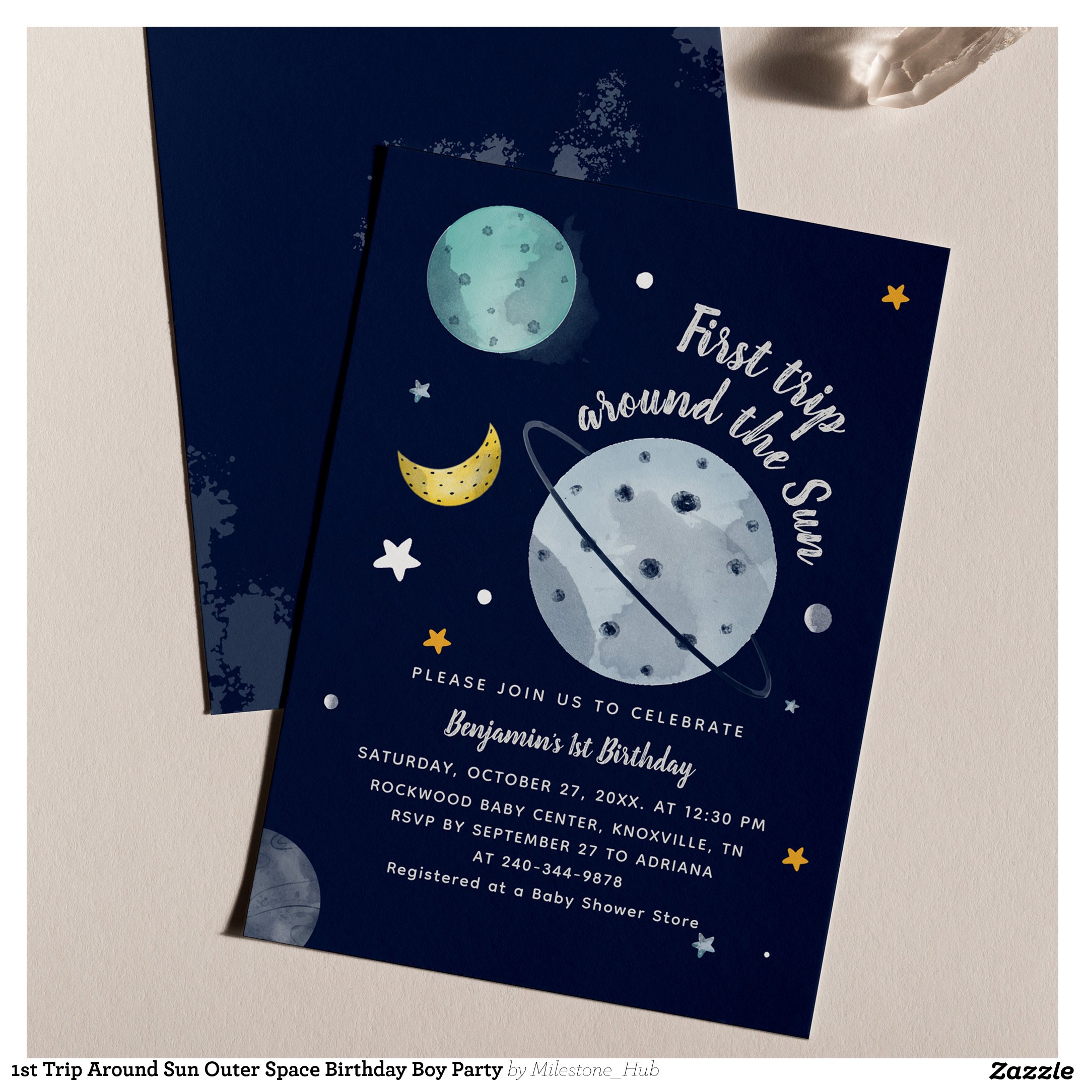 1st Trip Around Sun Outer Space Birthday Boy Party