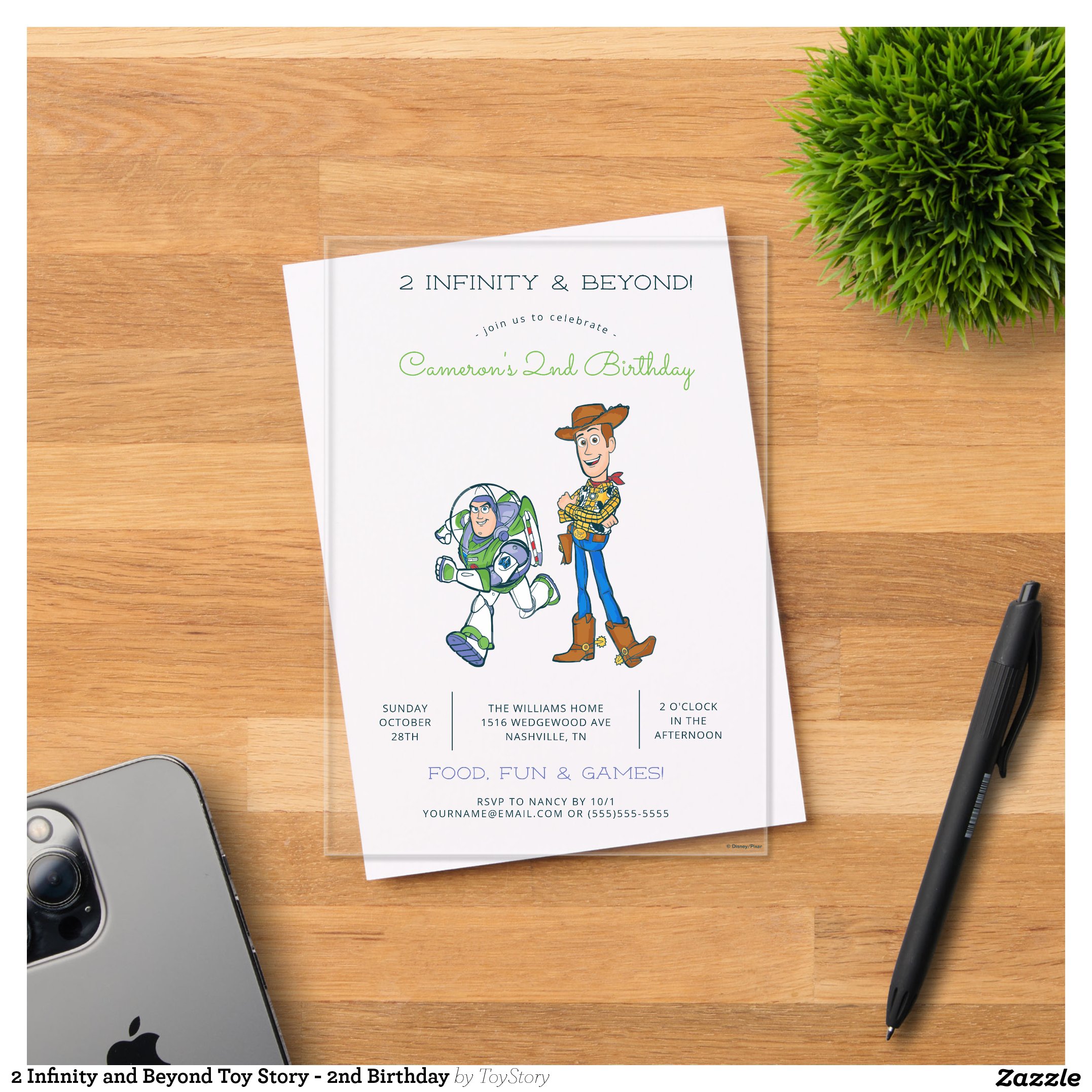2 Infinity and Beyond Toy Story - 2nd Birthday Acrylic Invitations