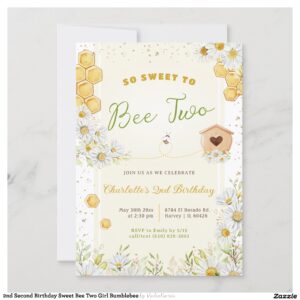 2nd_second_birthday_sweet_bee_two_girl_bumblebee_invitation-rd52e04f5b77242219958fc4ac4596177_tcvqa_2154 2nd Second Birthday Sweet Bee Two Girl Bumblebee Invitation