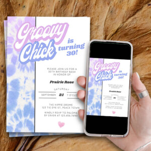 30th_birthday_groovy_chick_pastel_tie_dye_party_invitation-r_vihnfm_2154 30th Birthday Groovy Chick Pastel Tie Dye Party Invitation