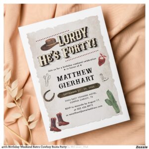 40th_birthday_weekend_retro_cowboy_boots_party_invitation-r_v5o319_2154 40th Birthday Weekend Retro Cowboy Boots Party Invitation