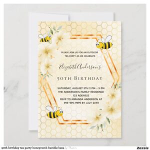 50th_birthday_tea_party_honeycomb_bumble_bees_invitation-r30c6a701a5e5400699257a94fd2b8b5a_tcvqa_2154 50th birthday tea party honeycomb bumble bees invitation