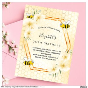 70th_birthday_tea_party_honeycomb_bumble_bees_invitation-r_vsz4vp_2154 70th birthday tea party honeycomb bumble bees invitation