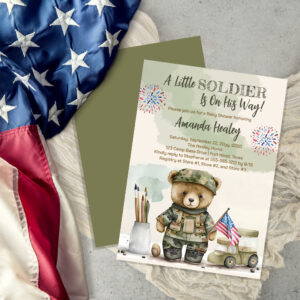 a_little_soldier_boy_teddy_bear_baby_shower_invitation-r_2g90p5_2154 A Little Soldier Boy Teddy Bear Baby Shower Invitation