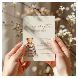 a_new_chapter_begins_baby_shower_teddy_storybook_invitation-r_idr2vy_2154 A New Chapter Begins Baby Shower Teddy Storybook Invitation