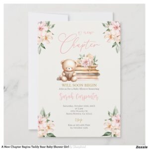 a_new_chapter_begins_teddy_bear_baby_shower_girl_invitation-r48bbe529e7274d2285de5adc52edd581_tcvqa_2154 A New Chapter Begins Teddy Bear Baby Shower Girl Invitation