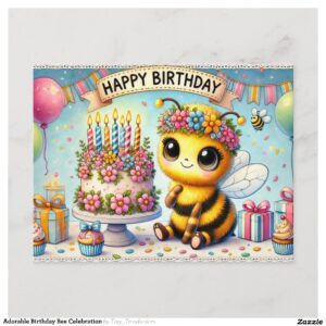 adorable_birthday_bee_celebration_postcard-r15df85e84ca34863a8028501033ef4b5_qdey1_2154 Adorable Birthday Bee Celebration Postcard