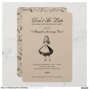 Alice in Wonderland First Birthday Save The Date