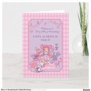 Alice in Wonderland Folded Birthday Holiday Card