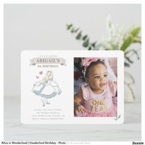 Alice in Wonderland Onederland Birthday - Photo Invitation