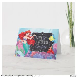 Ariel The Little Mermaid Chalkboard Birthday Card