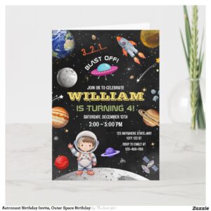 Astronaut Birthday Invite, Outer Space Birthday Invitation