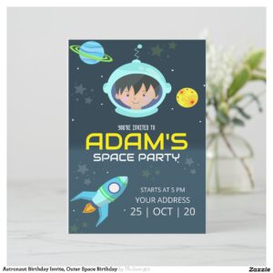 Astronaut Birthday Invite, Outer Space Birthday Invitation