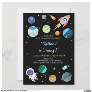 Astronaut Outer Space Birthday Invitation