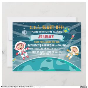 Astronaut Outer Space Birthday Invitation