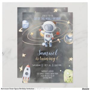 Astronaut Outer Space Birthday Invitation