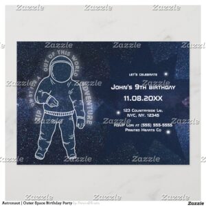 Astronaut Outer Space Birthday Party Invitation