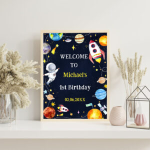 Astronaut Outer Space Birthday Party Welcome Sign