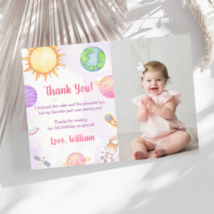 Astronaut Outer Space Birthday Thank You Card