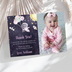 Astronaut Outer Space Birthday Thank You Card