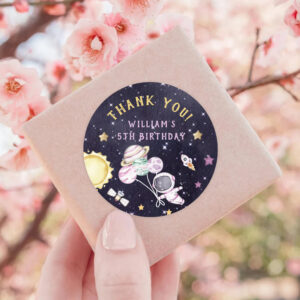 Astronaut Outer Space Birthday Thank You Classic Round Sticker