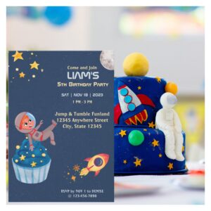 Astronaut Outer Space Kid's Birthday Invitation