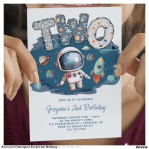 Astronaut Outerspace Rocket 2nd Birthday Invitation