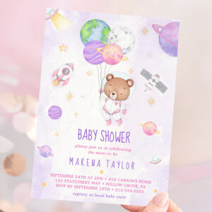 Astronaut Planet Rocket Outer Space Baby Shower Invitation