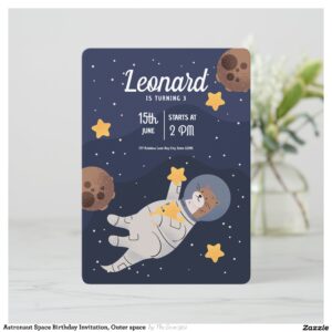 Astronaut Space Birthday Invitation, Outer space Invitation