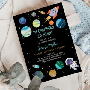 Astronaut Space Countdown Has Begun Baby Shower Invitation