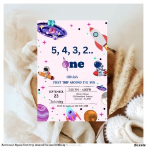 Astronaut Space first trip around the sun birthday Invitation