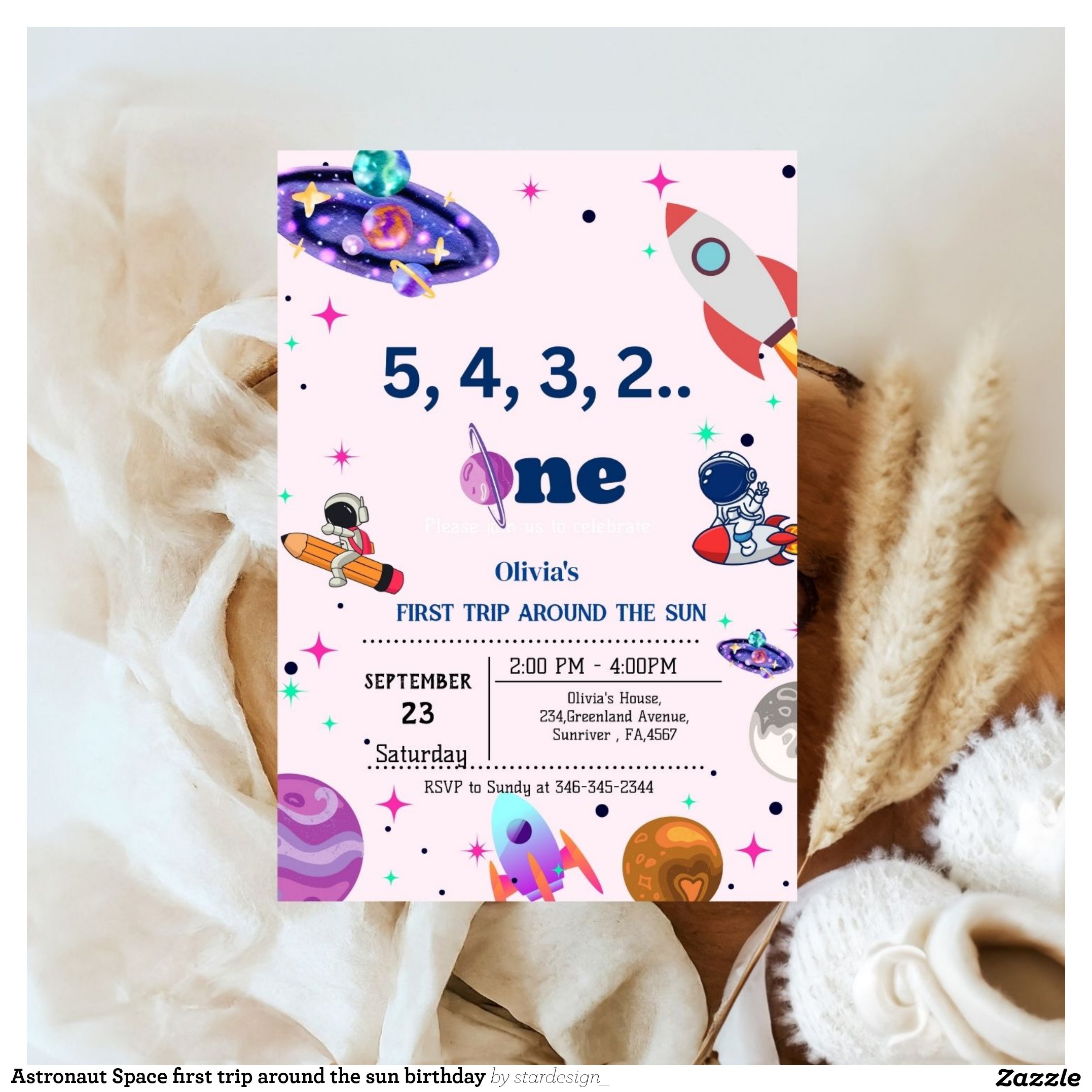 Astronaut Space first trip around the sun birthday Invitation