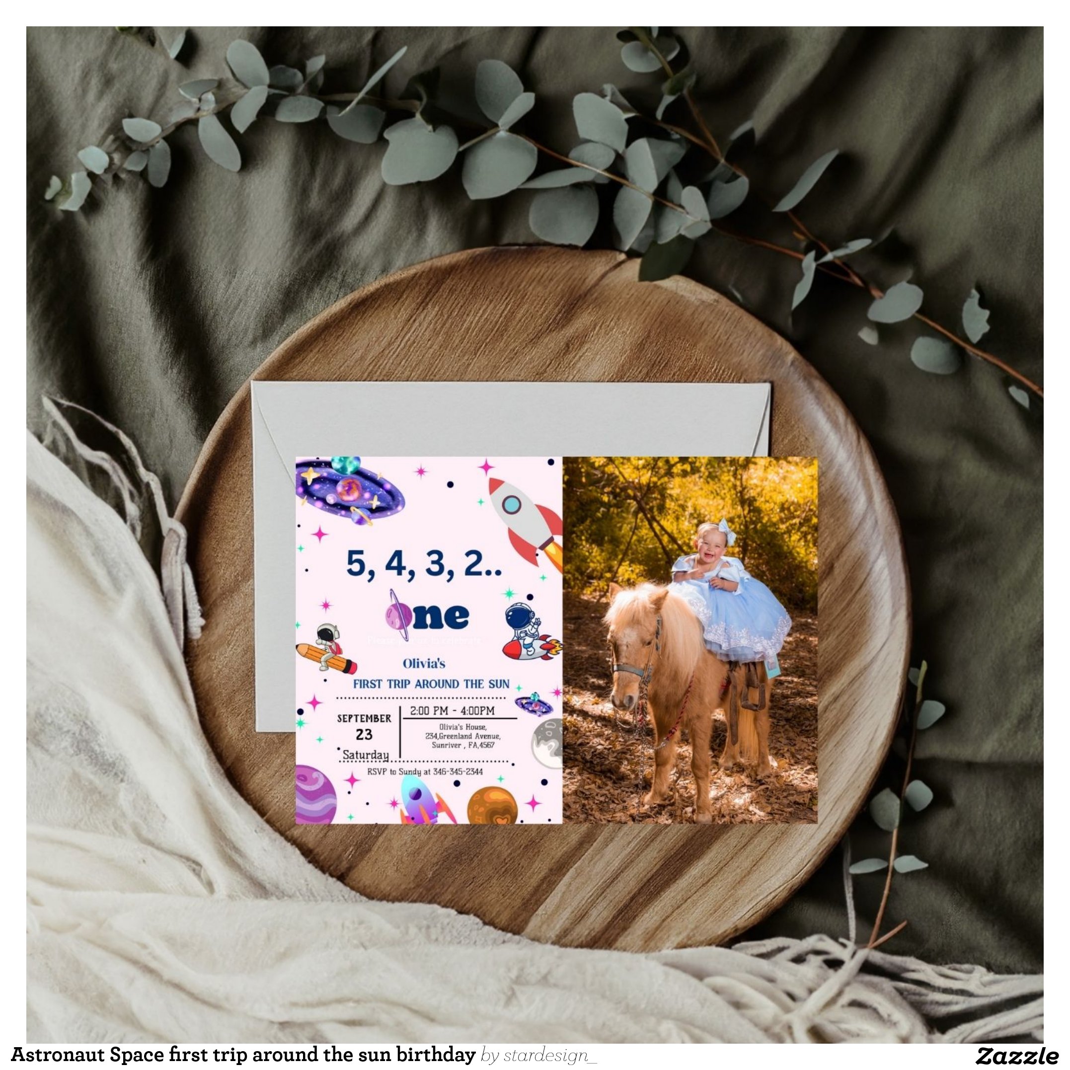 Astronaut Space first trip around the sun birthday Invitation