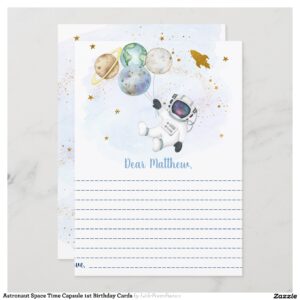 Astronaut Space Time Capsule 1st Birthday Cards