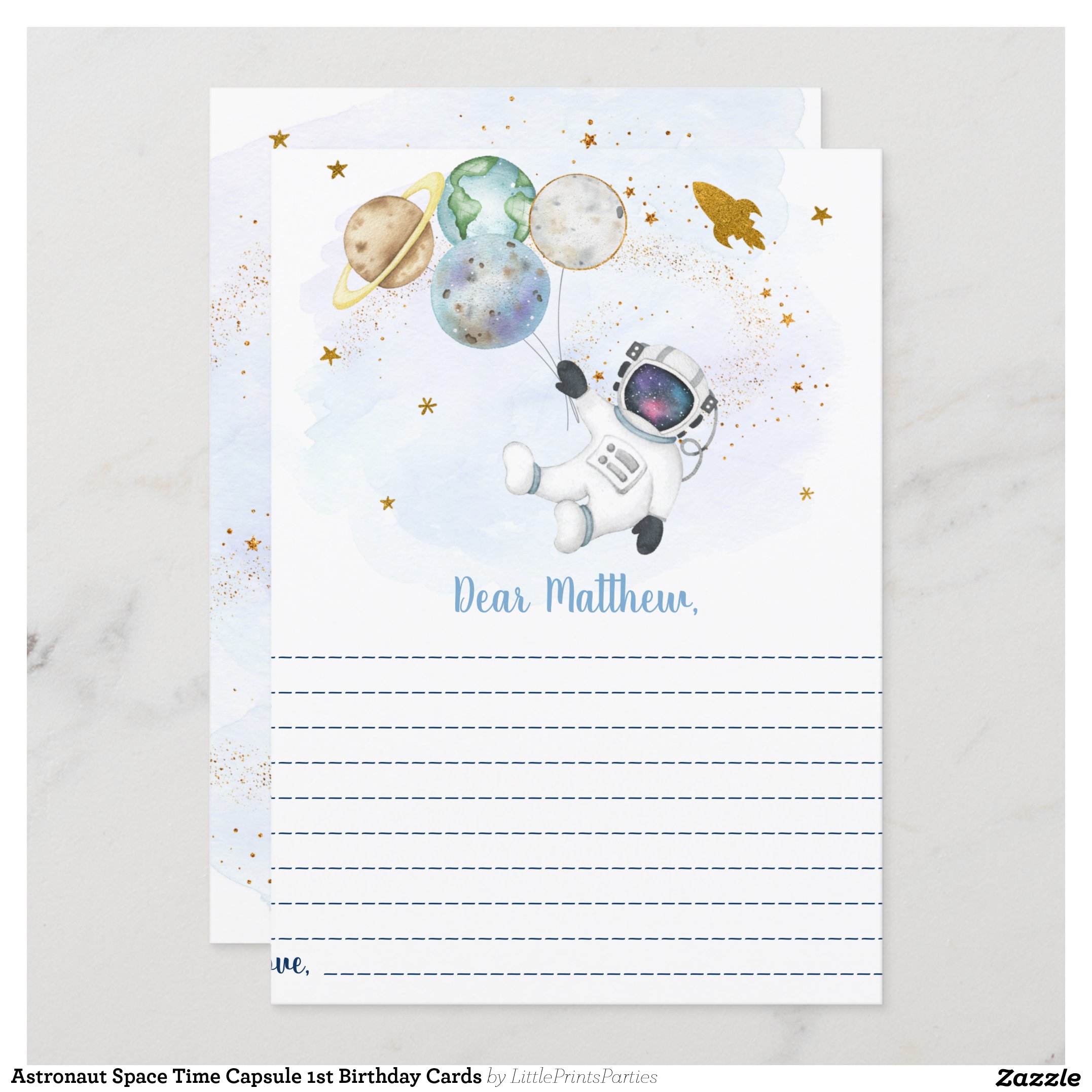 Astronaut Space Time Capsule 1st Birthday Cards