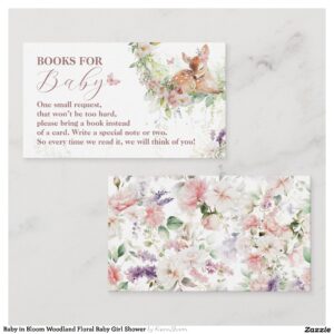 Baby in Bloom Woodland Floral Baby Girl Shower Enclosure Card