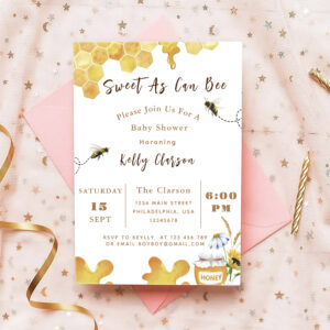 Baby Shower Bee Sweet As Can Bee Invitation