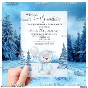 Baby shower Winter Teddy Bear Acrylic Invitations