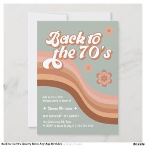 Back to the 70's Groovy Retro Any Age Birthday Invitation