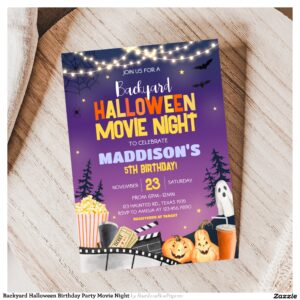 Backyard Halloween Birthday Party Movie Night Invitation