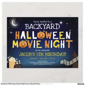 Backyard Halloween Movie Night Scary Boy Birthday Invitation