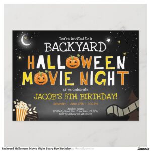 Backyard Halloween Movie Night Scary Boy Birthday Invitation