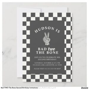 Bad TWO The Bone Second Birthday Invitations