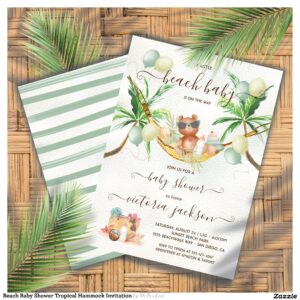 Beach Baby Shower Tropical Hammock Invitation