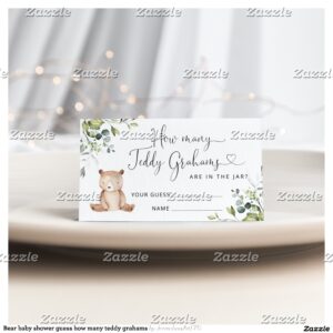 Bear baby shower guess how many teddy grahams enclosure card