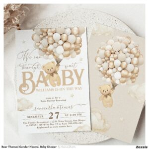 Bear Themed Gender Neutral Baby Shower Invitation